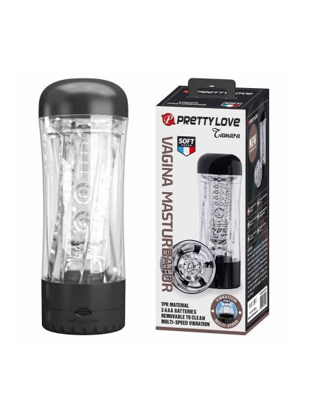 Вібромастурбатор прозорий PRETTY LOVE JAMARA в колбі, прозорий, 19 х 6.5 см