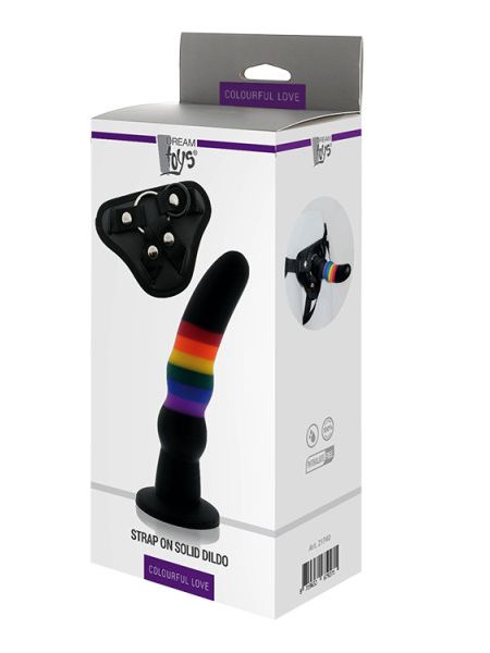 Страпон жіночий Райдужний COLOURFUL LOVE STRAP ON SOLID DILDO