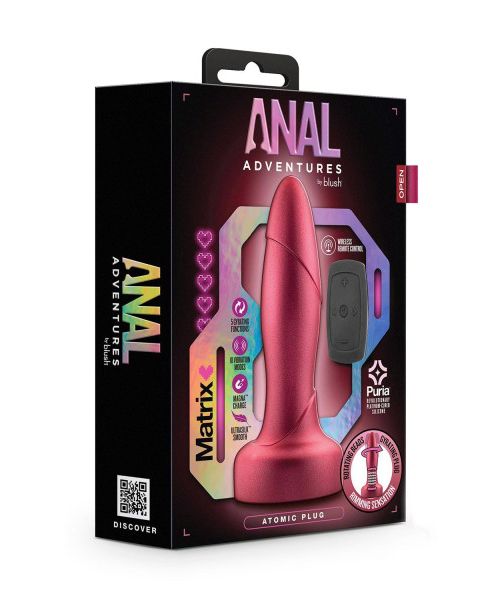 Анальна пробка з вібрацією та пультом Blush Anal Adventures Matrix, червона
