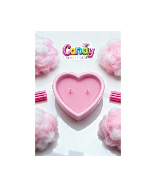 Масажна свічка з ароматом жуйки Candy Bubble Gum у формі серця, 70 мл