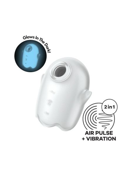 Вакуумний вібратор Satisfyer Glowing Ghost світиться у темряві, білий, 8.4 см.