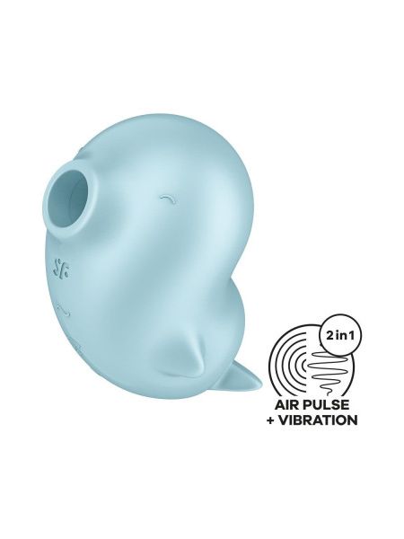 Вакуумный стимулятор Satisfyer Sassy Seal с вибрацией, голубой, 9.5 см