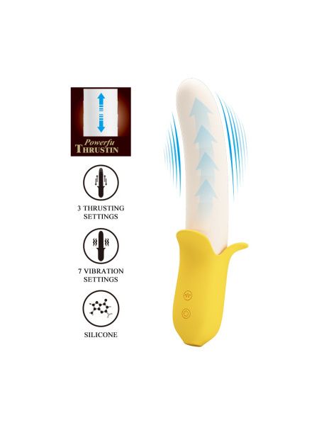 Вібратор у формі банана Pretty Love Banana Geek з фрикціями, 19.5 х 3.1 см