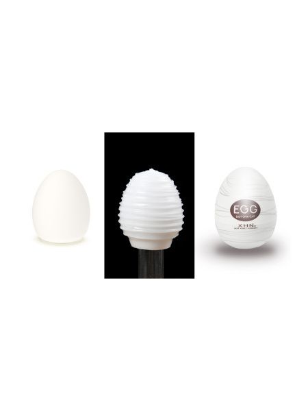 Мастурбатор-яйце з рельєфом XHN THREAD Egg Easy Ona-Cap, білий, 52 × 68 мм
