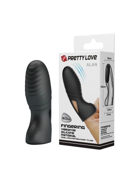 Вібронасадка на палець PRETTY LOVE ALAN, чорна, 10 х 3 см