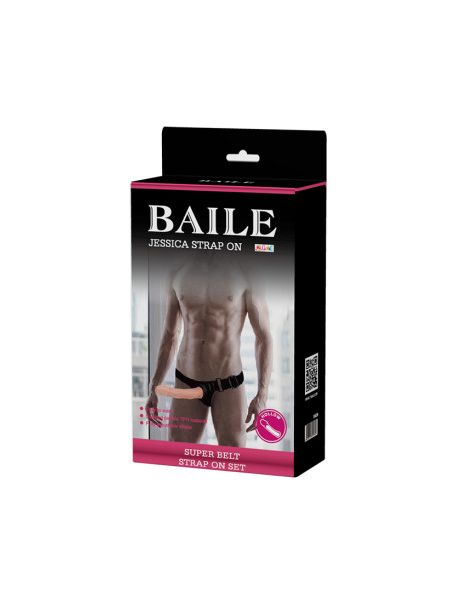 Страпон порожнистий фалопротез Baile Strap On з кріпленням на трусиках, беж