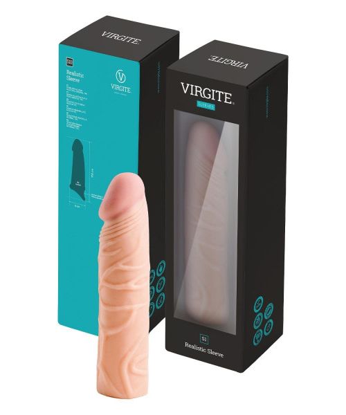 Насадка на пеніс Virgite S1 бежева, 16.5 см