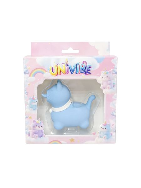 Стимулятор клітора з довгим обертовим язичком UNIVIBE Котик, 10 режимів, синій