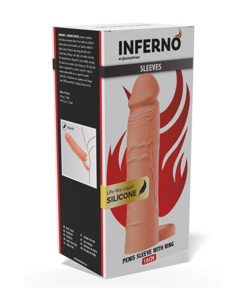 Насадка на пеніс з ерекційним кільцем Hidden Desire INFERNO, 18 × 4,5 см