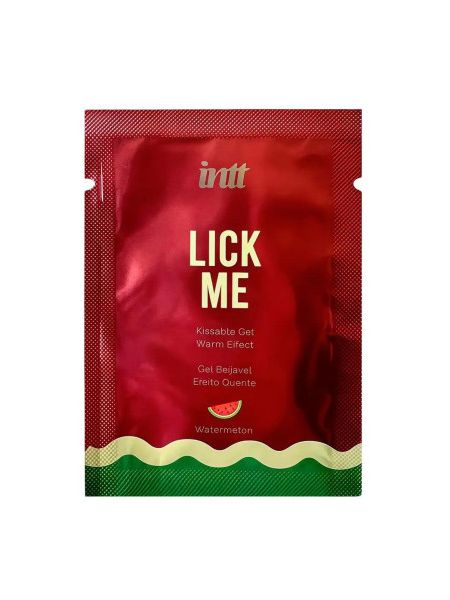 Саше Їстівний лубрикант з ефектом тепла INTT Lick Me Watermelon зі смаком кавуна, 2 мл