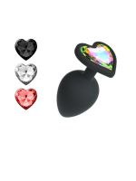 Анальна пробка Cuore Crushious, зі змінними кристалами, силіконова, чорна, 8 х 3.4 см, розмір М