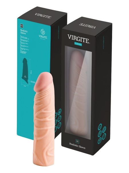Насадка на пеніс Virgite S1 бежева, 16.5 см