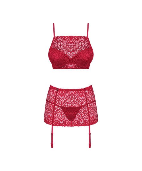 Комплект Obsessive Lividia 3 pcs set red S/M