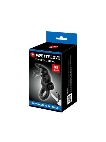 Ерекційне віброкільце зі стимуляцією клітора Pretty Love, чорне