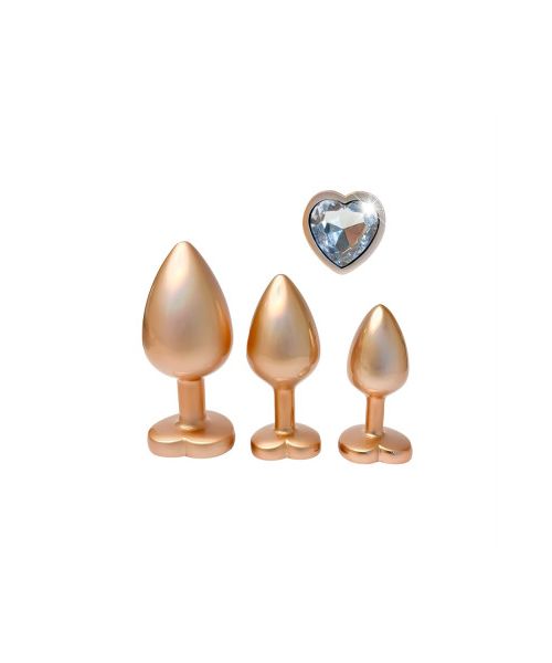 Набір із трьох анальних пробок Dream Toys Gleaming Love, розміри S, M, L, перламутрово-золоті