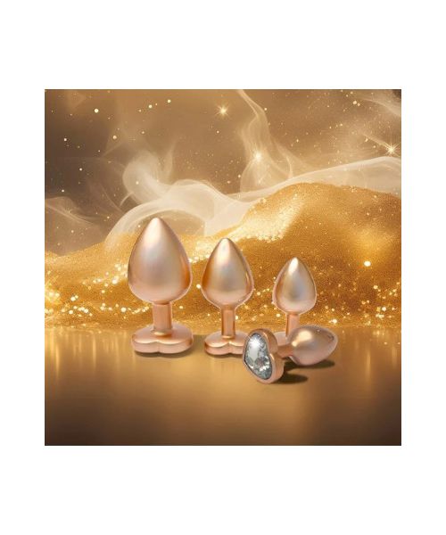 Набір із трьох анальних пробок Dream Toys Gleaming Love, розміри S, M, L, перламутрово-золоті