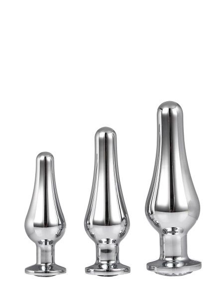 DT21874 набір анальних пробок конічної форми Dream Toys GLEAMING LOVE PLEASURE SET SILVER
