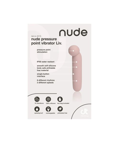 Точковий вібратор NUDE LIV у форматі тревел, рожево-бежевий