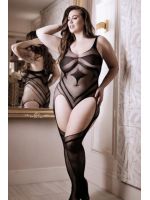 Еротичний комбінезон з інтимним доступом Sheer Fantasy, чорний, Queen Size