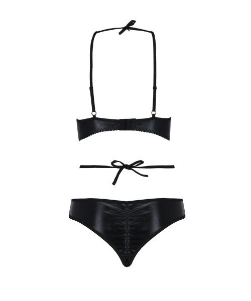 Комплект білизни з декоративними елементами Passion NAVEL чорний, S/M