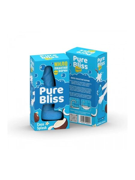 Мило у формі пеніса Pure Bliss Coco Splash з ароматом кокоса, блакитне, 18 см