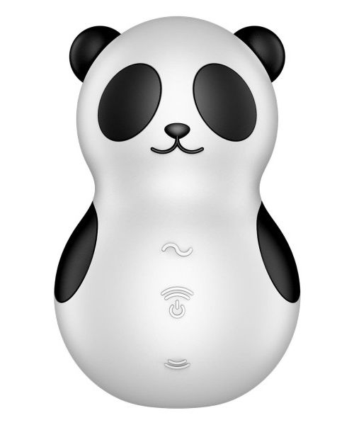 Вакуумний стимулятор із вібрацією Satisfyer Pocket Panda чорно-білий, 8.9 см