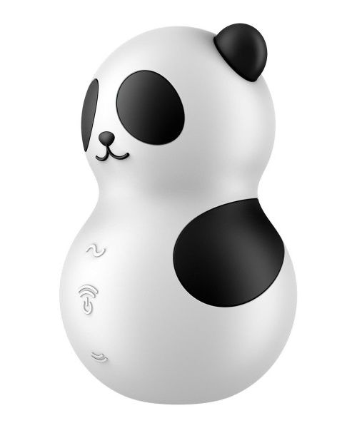 Вакуумний стимулятор із вібрацією Satisfyer Pocket Panda чорно-білий, 8.9 см