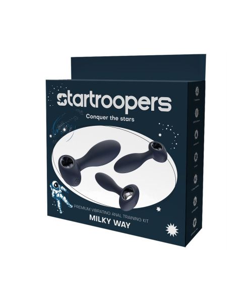 Набір анальних стимуляторів, S, M, L, Dream Toys Startroopers Milky Way, два з вібрацією, синій