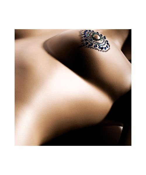 Прикраси для грудей та бікіні зі стразами Bijoux Indiscrets Flamboyant смарагдово-блакитний