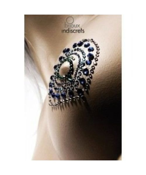 Прикраси для грудей та бікіні зі стразами Bijoux Indiscrets Flamboyant смарагдово-блакитний