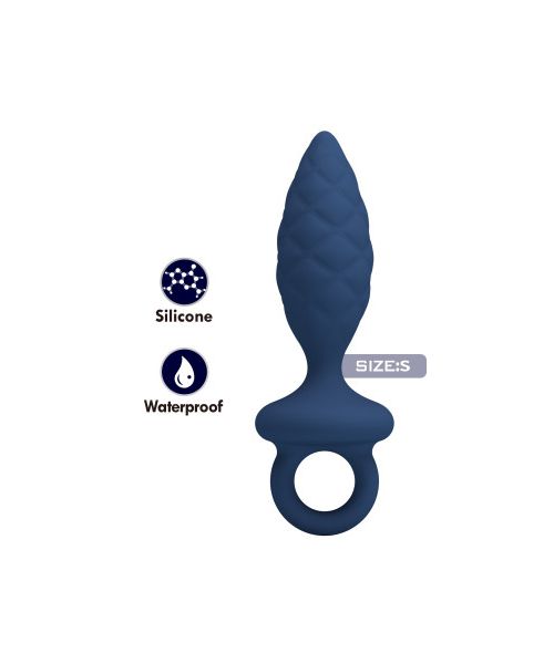 Анальна пробка MR. PLAY Butt Plug with Loop, синя, розмір S, 11,5 × 2,7 см