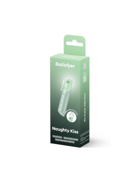 Вакуумний стимулятор Satisfyer Naughty Kiss для клітора, зелений, 12 × 2,7 см