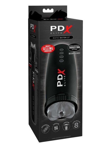 Мастурбатор Pipedream PDX Elite з вібрацією та всмоктуванням, чорний, 22 см