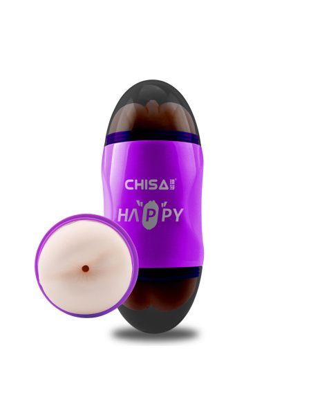 Мастурбатор Вагіна і Анус Chisа Portable Happy Cup з вібрацією, бежевий