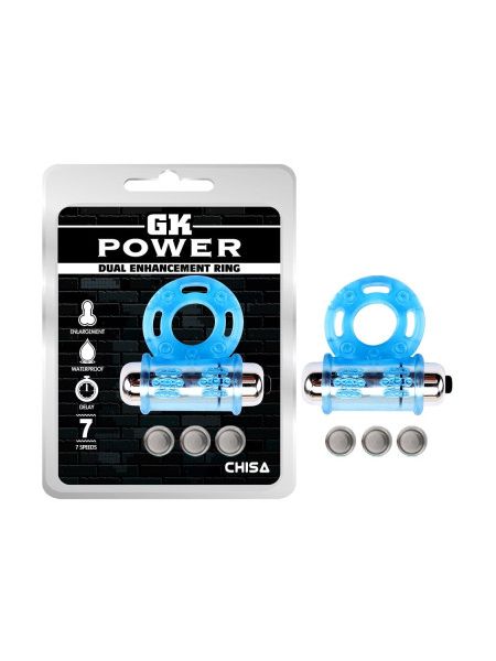 Ерекційне кільце з віброкулею Chisa GK Power, блакитне