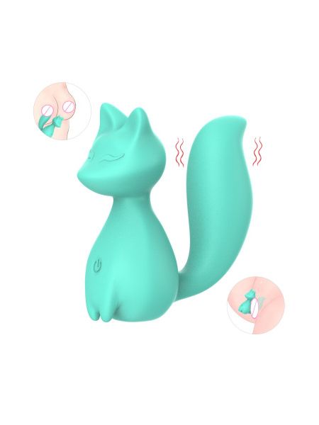 Міні-вібратор кліторальний Every Night Toys Doris у формі лисиці бірюзовий, 10 режимів вібрації