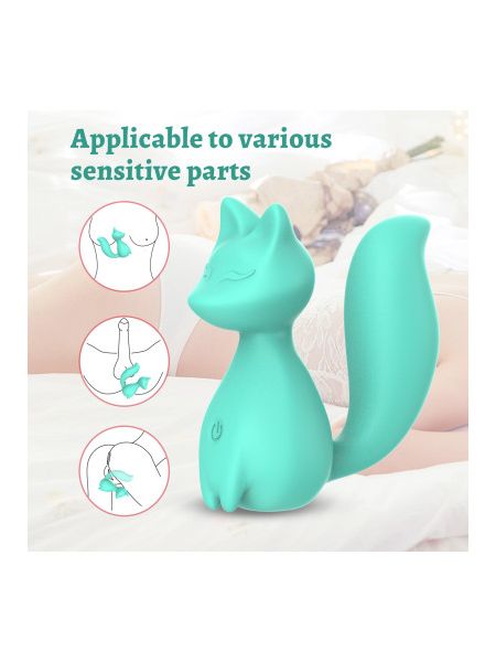Міні-вібратор кліторальний Every Night Toys Doris у формі лисиці бірюзовий, 10 режимів вібрації