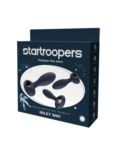 Набір анальних стимуляторів, S, M, L, Dream Toys Startroopers Milky Way, два з вібрацією, синій