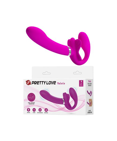 Безремневий страпон з вібрацією Pretty Love Valerie фуксія, 19.2 х 3.3 см