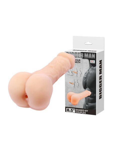 Мастурбатор-насадка у вигляді пеніса BAILE Bigger Man Penis, реалістичний, кібершкіра, 21,5 × 4,5 см