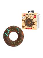 Ерекційне кільце Pretty Love Choco у формі пончика з кремом, коричневе, 4,6 × 2 см
