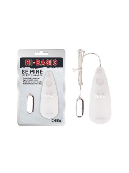 Вибропуля серебристая Chisa Hi-Basic Be Mine Bullet Vibrator на белом пульте управления